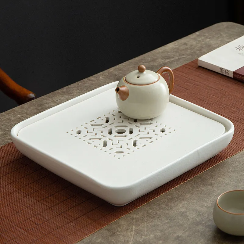 

Royal Description Ceramic Tray Household Dry Brewing Light Luxury Tray Friendly Sleek Home Accessories Bandeja XY40TP