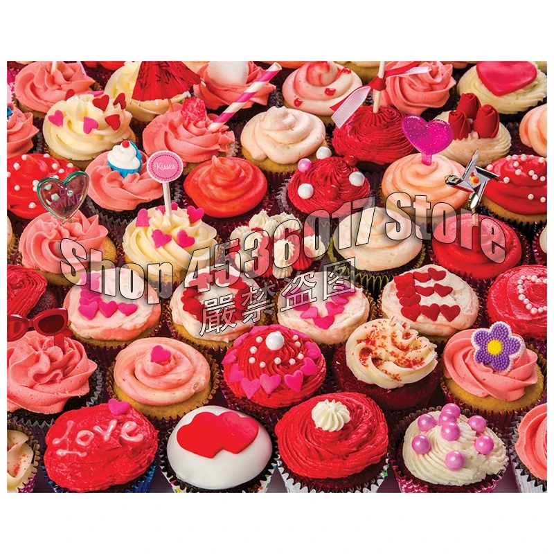 Cupcakes of Love 5D Diy Diamond Painting Cross Stitch Full Rhinestones Diamond Mosaic Embroidery Food Valentine's Day Gift Art