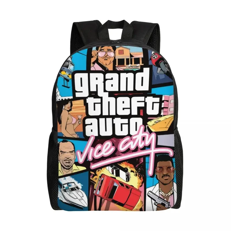 Maßge schneiderte Abenteuers piel Grand Theft Auto Collage Rucksack Frauen Männer Mode Bücher tasche für Schule College Gta Taschen