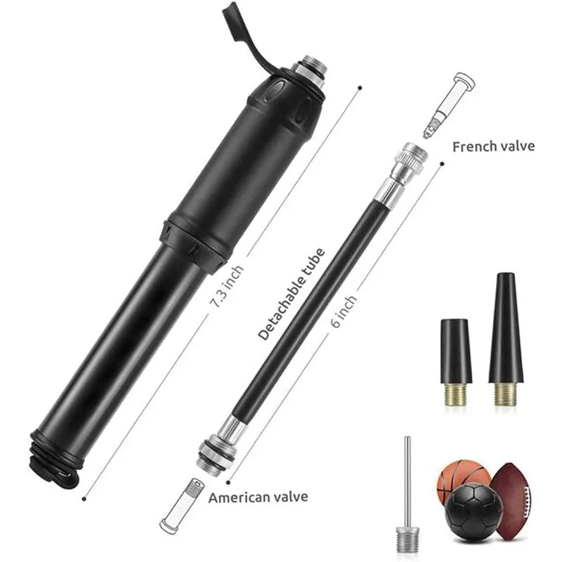 

Bicycle Pump High Pressure 100Psi Hand Mini Air Basketball Bike Pump Tire Inflator Schrader Presta Valve MTB Road Cycling Pump