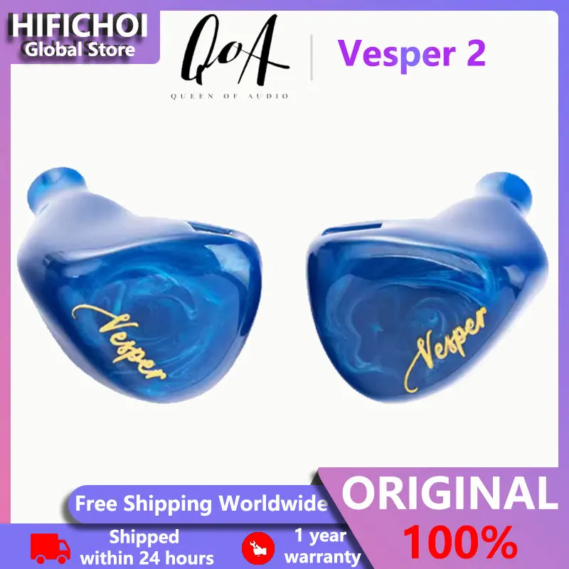 

QoA Vesper 2 1DD+1BA Hybrid Driver HiFi Earphone Monitor DJ Music Sport Headphone 3.5MM with 0.78mm 2Pin Cable wireless earbuds
