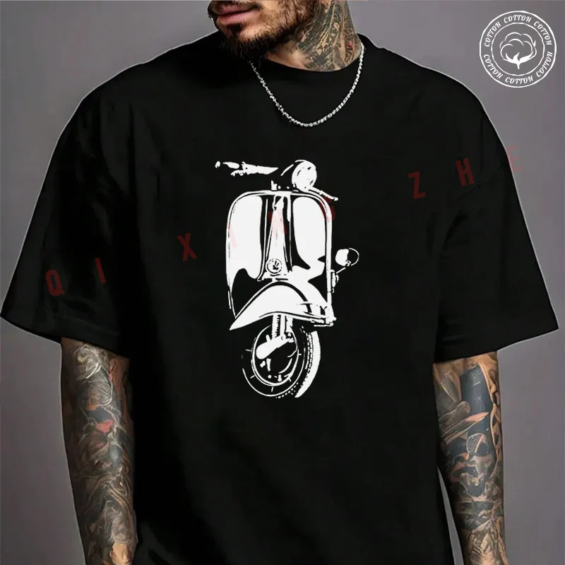 

Moto Men's T-shirt Vintage Scooter PX Accessories Cotton T Shirt Short Sleeve Exquisite Design Essential Top Tees