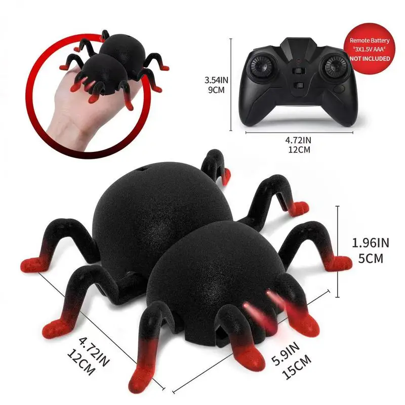 

Remote Control Spider Climber Car Realistic Crawling Prank Props with LED Eyes for Halloween Party Trick Toys