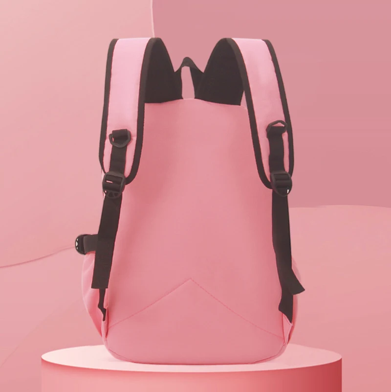 Girl School Bag Fashion Letter Kid Backpack Teenage Student Book Bag Simplicity Black Pink Color Matching Casual Girl Backpack