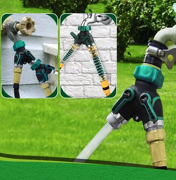 

2pcs 2-ways Hose Splitter Y-shape Valve Metal 3/4" Connector Heavy Duty Alloy Comfortable Rubberized Grip Farm Garden Watering