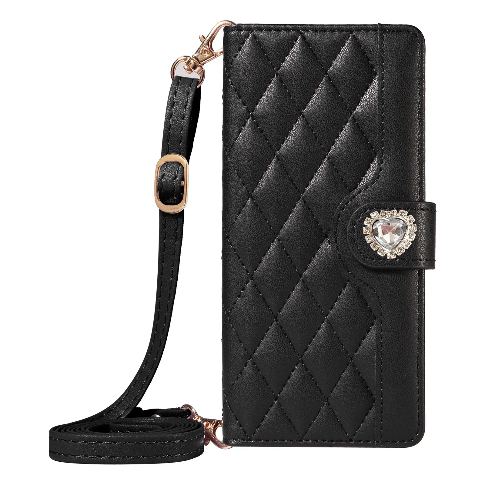 

Crossbody Flip Case for OPPO Realme 14 14X 13 12 11X 11 Pro Plus Rhombus Diamond Leather 3 Cards Slot Wrist Strap Wallet Cover