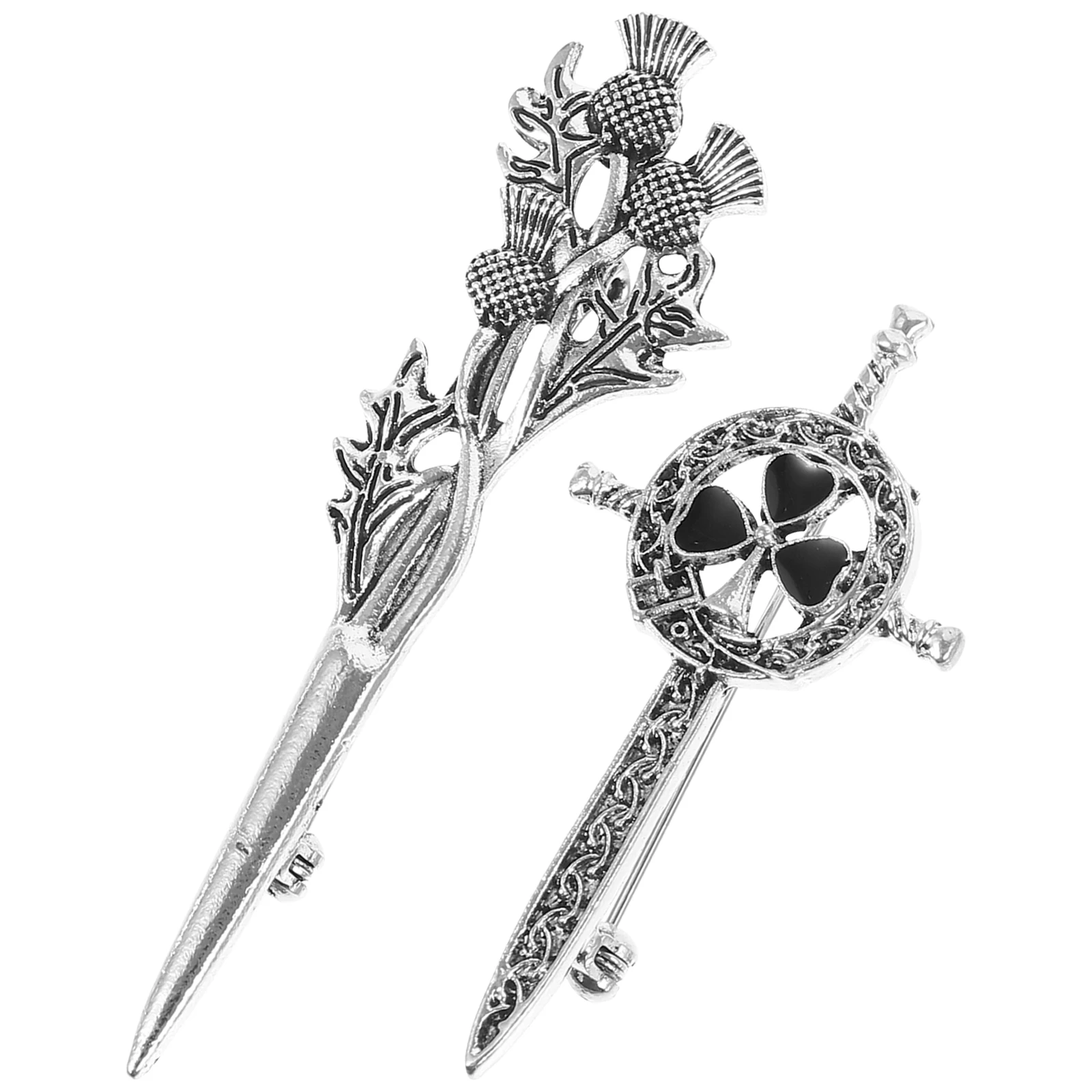 

2 Pcs Vintage Brooch Thistle Badge for Women Bouquet Pins Flower Jewelry Hats Decorative Fade Resistant Elegant