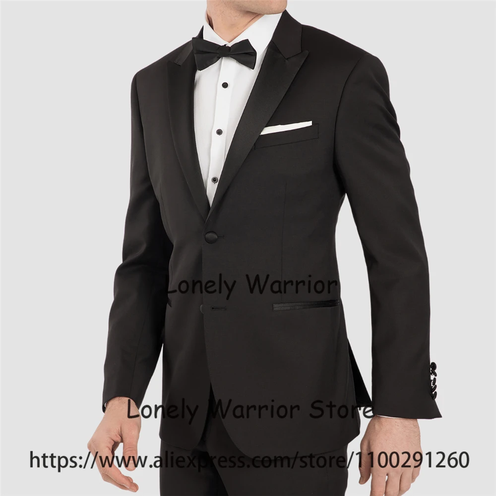 

Classic Black Peak Lapel Mens Suit Slim Fit Formal Business Blazer Wedding Groom Tuxedo Terno Masculino 2 Piece Set Jacket Pants