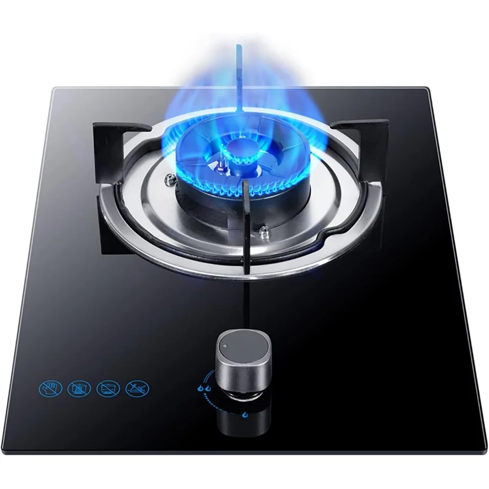 

Burners Gas Hob gas hob Built-in Gas Stove 1 Burner Wok 5.0kW Triple Ring Fierce Fire Black Glass Cooker(Ng)
