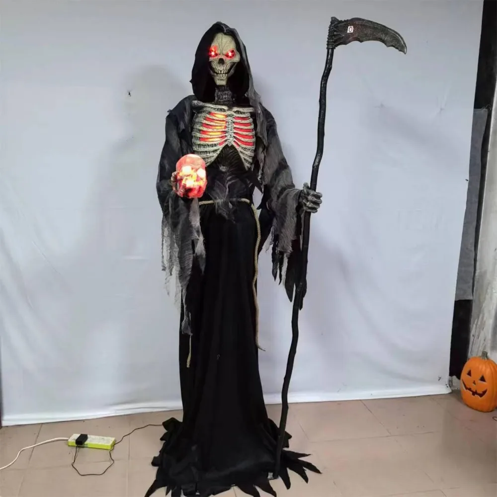 Halloween Haunted House Props Skeleton Big Death Electric Glowing Skeleton Secret Room Haunted House Horror Decoration Ornaments