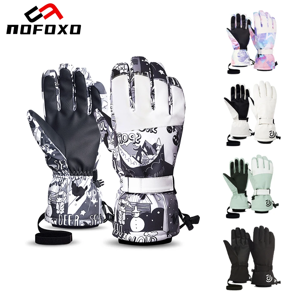 

NOFOXO Waterproof Windproof Warmth Thickened Winter Ski Gloves Motorcycle Snowboard Gloves Touch Screen Fleece Warm Gloves