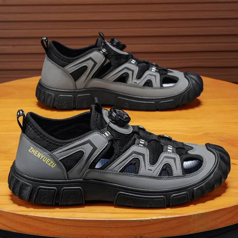 

Новинка: Мужские летние сандалии для пляжа и активного отдыха, перфорированные, из искусственной кожи, в римском стиле, повседневные, для прогулок