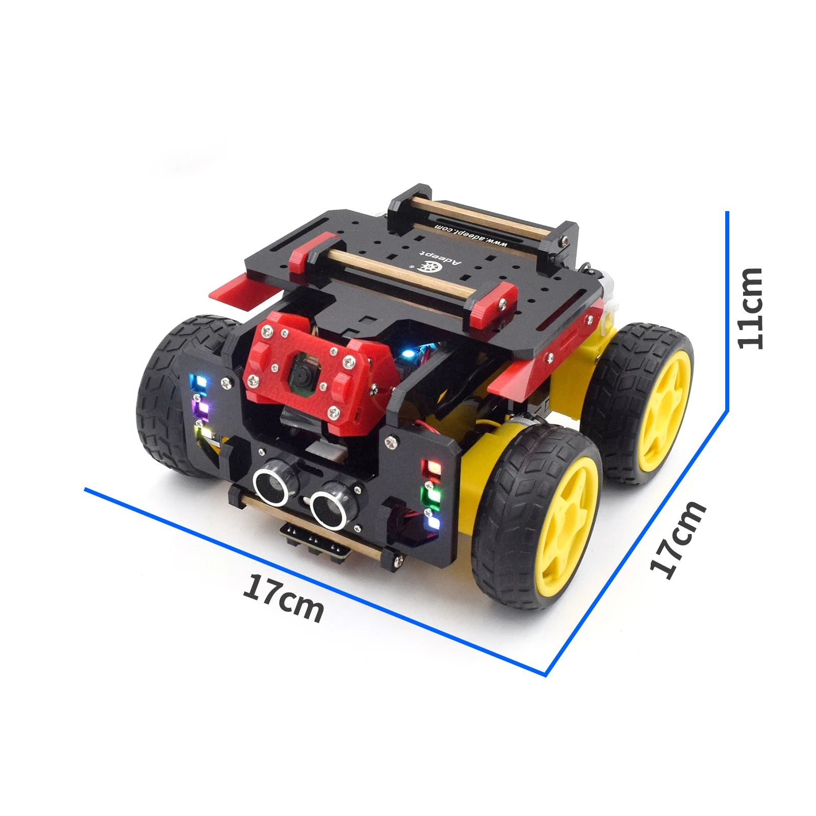 Kit de carro robô inteligente Adeept AWR 4WD para Raspberry Pi 5/4B/3B/3B+ (placa não incluída)
