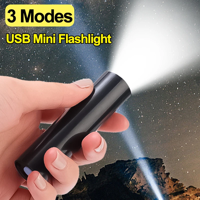 Mini lampe de poche Portable à Led, 3 Modes, Rechargeable par USB, torche, éclairage extérieur, lampe de poche étanche, lampe de Camping