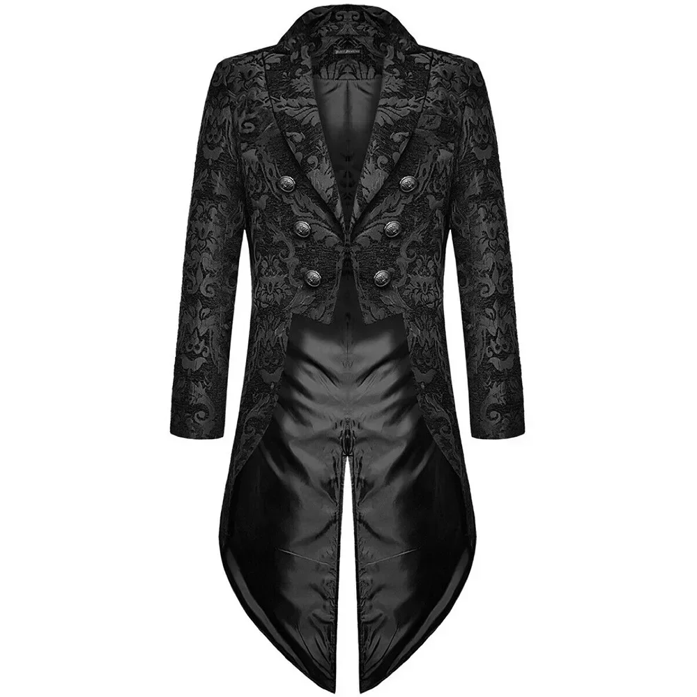 

Mid-century Vintage Gothic Steampunk Mid-Length Jacquard Tuxedo Elegant Retro Formalwear for Special Occasions