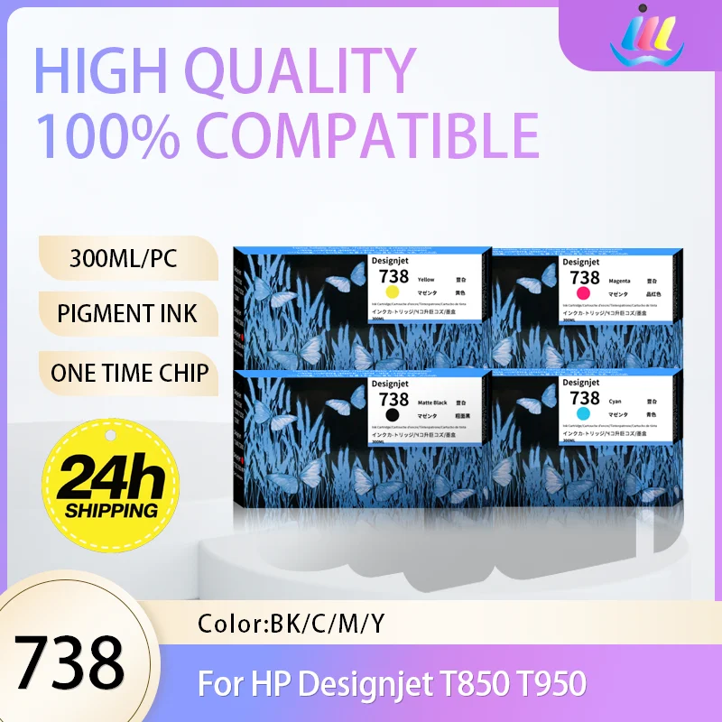 

JMDD 738 Compatible Ink Cartridge For HP DesignJet T850 T950 Printers 300ML With Pigment Ink Chip Vivid Color Ink Cartrid