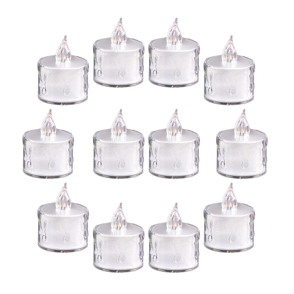 12 Pcs LED Light Tea Electronic Flameless Electric Transparent Flickering