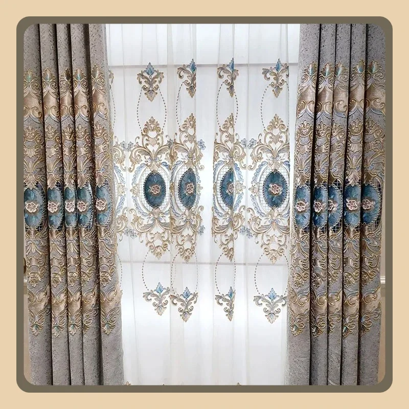 European Curtains for Living Room Bedroom Hollow Out High-grade Luxury New Popular Water-soluble Embroidery Cloth Palace Luxury