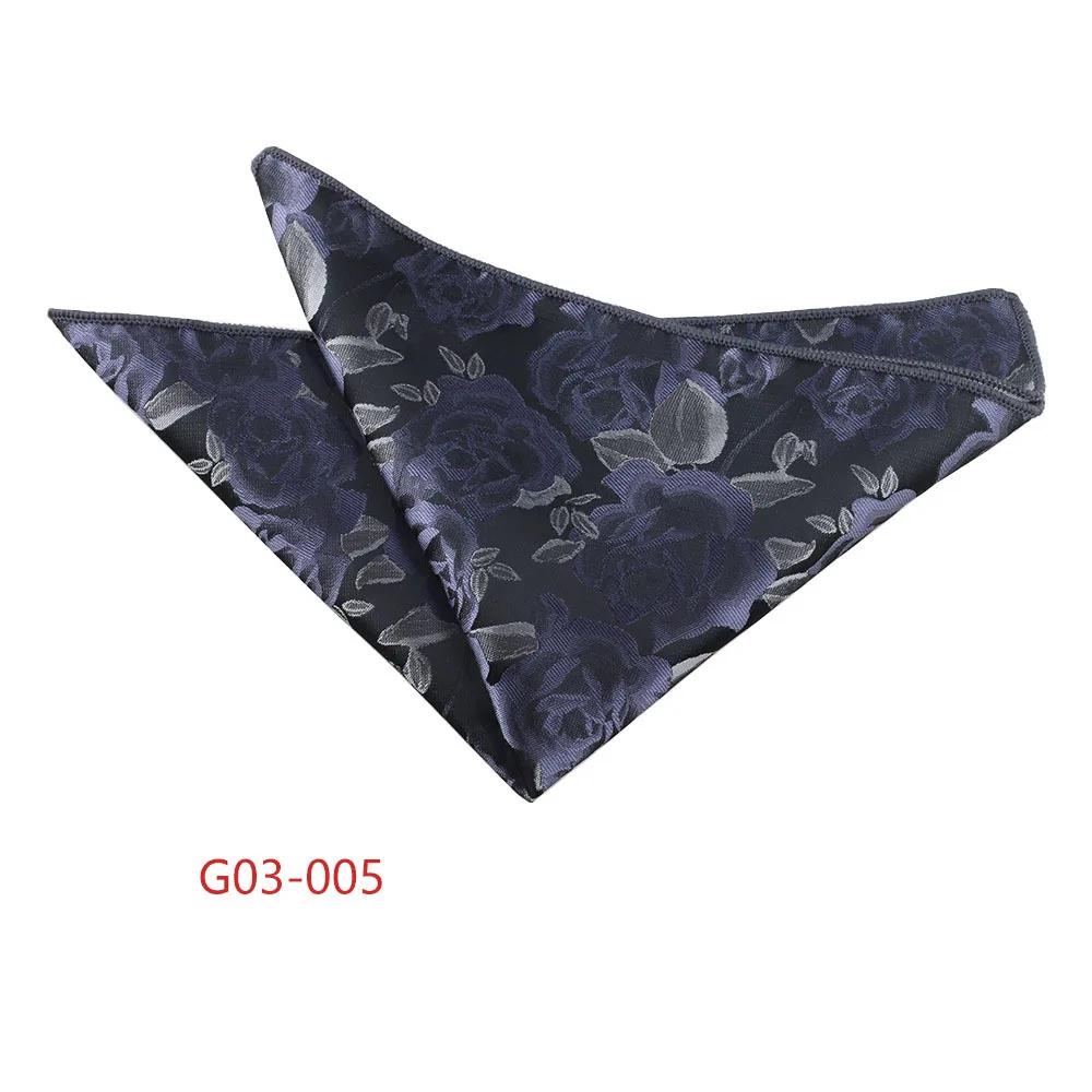 Trendy Brown Pocket Square Men Fashion Navy Flower Striped Handkerchief Small Scarf Wedding Party Suit Accessories Elegant Hanky