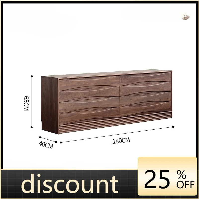 

LMM Nordic retro black walnut eight-bucket cabinet living room storage cabinet bedroom