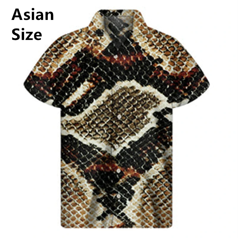 Newest Snake 3D Print Hawaiian Shirts Men Summer Animal Pattern Lapel Shirt Personality Short Sleeve Tops Blouse Ropa De Hombre