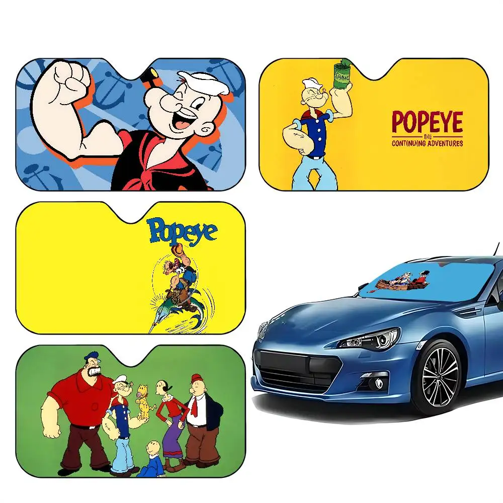 

P-Popeye The S-Sailor Cartoon Car Sunshade Curtains Car Sun Shade Windshield Foldable Cute Funny For Car Truck SUV Blocks