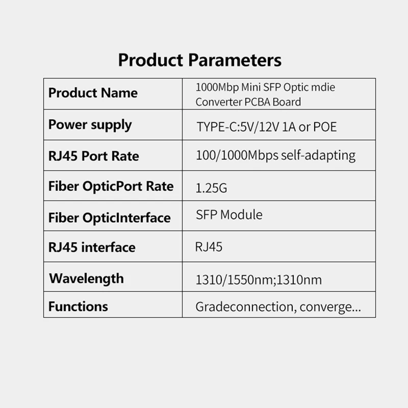 Mini RPOE 1.25G Media Converter SFP Transceiver Module 5V DC Type-C Input 1 SFP Slot 1 RJ45 Ethernet SFP Fiber Switch,B-A69M image 2