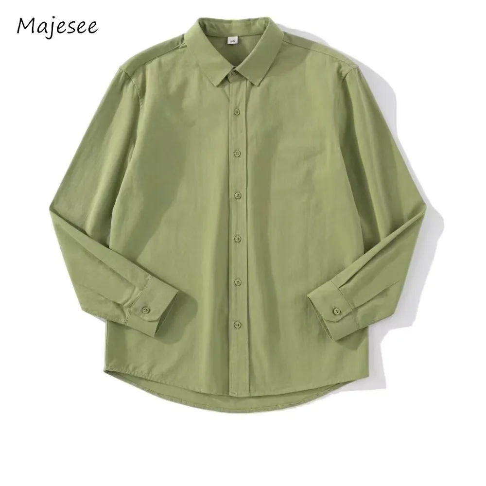 

Solid Colors Men Shirts Decent Loose All-match Commuting Office Leisure Outwear Simple Hipster Popular Spring Long Sleeve Daily