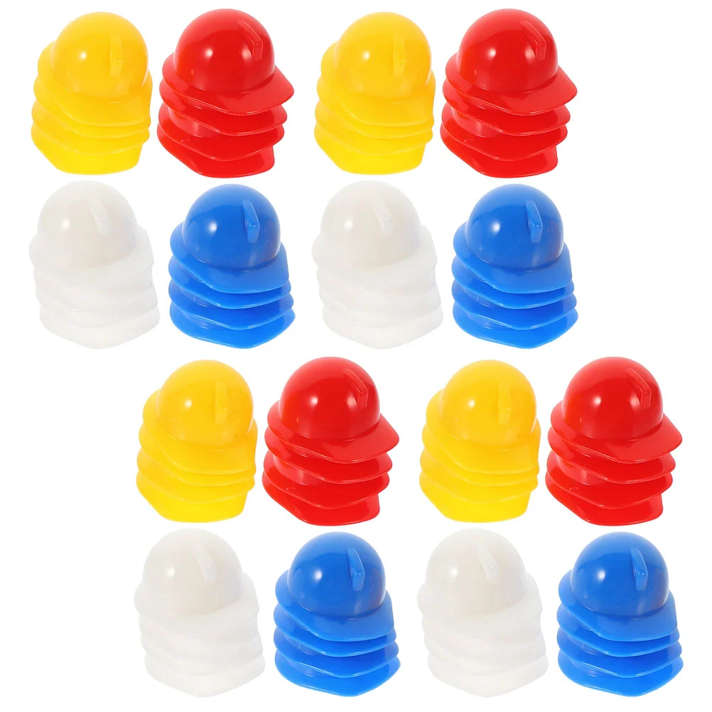 80 Pcs Mini Construction Hat Safety Decor Caps Cake Helmets Plastic Chicken Child