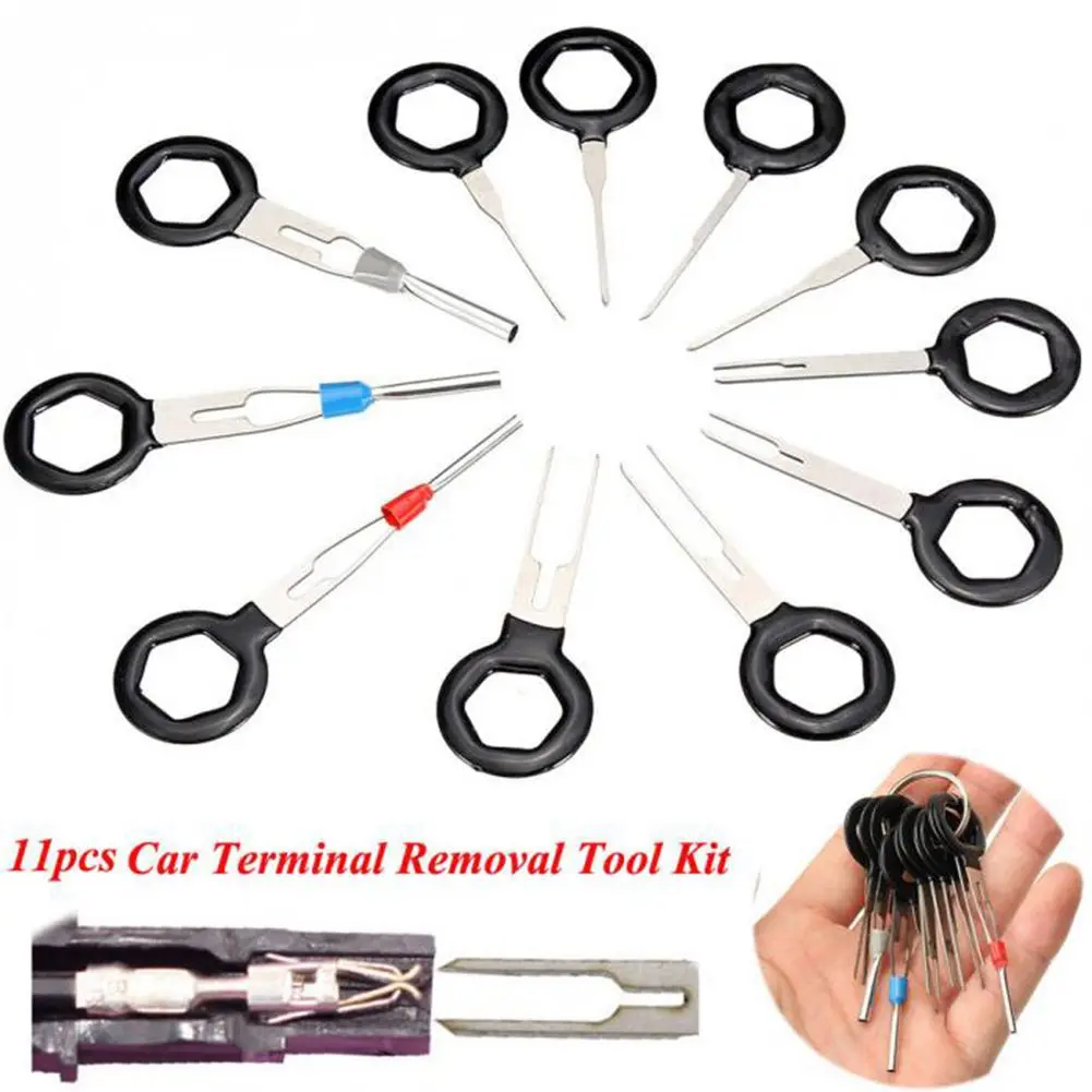 11PCS Auto Car Plug Circuit Board Wire Harness Terminal Extraction Pick Connector Crimp Pin Back Needle Remove Tool