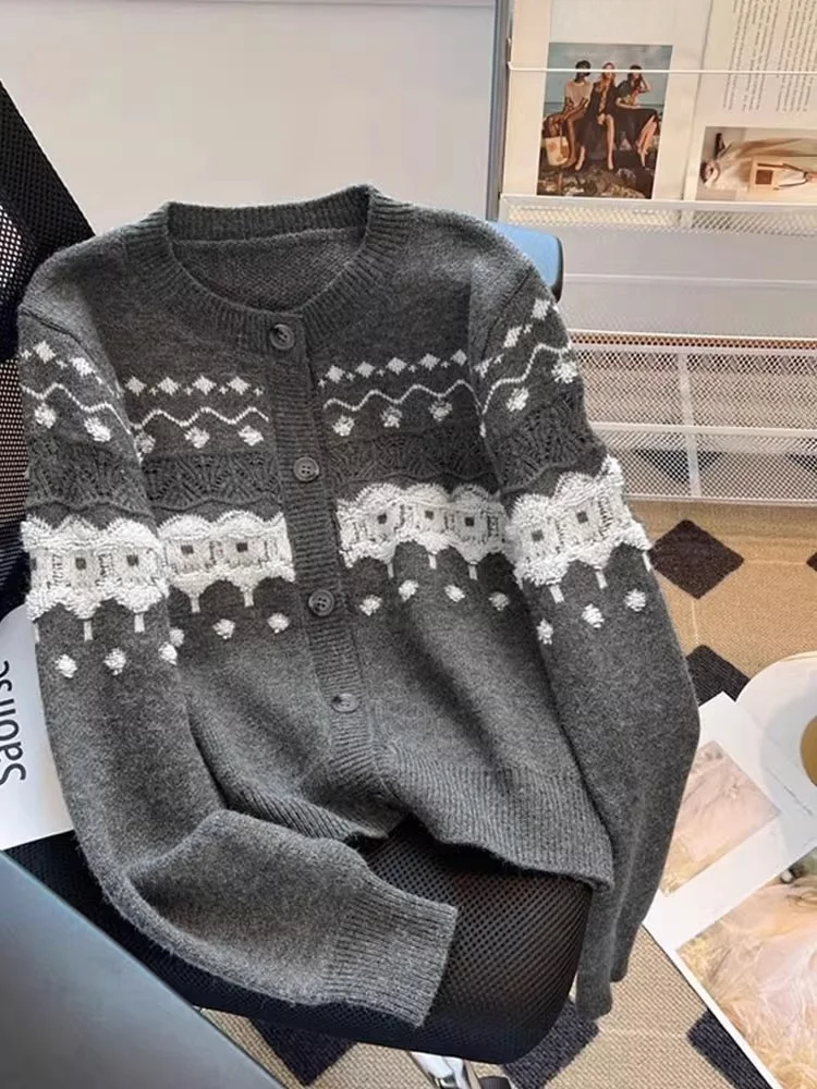 Frühherbst Farbe Blo Strickwaren Strickjacke Damen High School Junior High Student Design Sensibili Weiche gestrickte Oberbekleidung