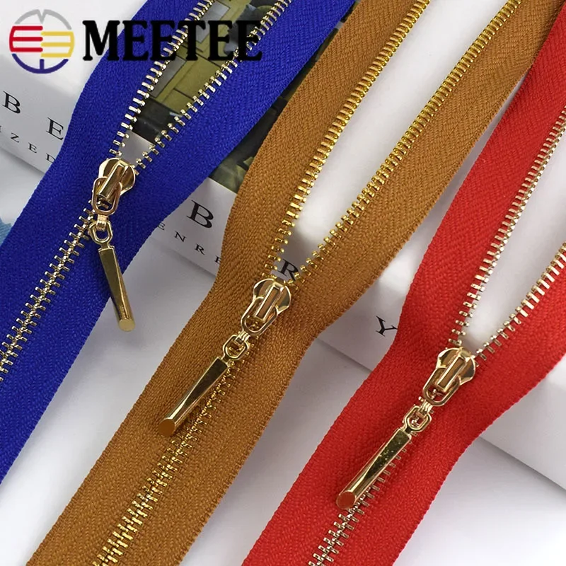 2/5pcs Meetee Metal Zipper 3# 40/50/60/70cm Open End Zip for Bags Purse Down Jacket Skirt Clothing DIY Sewing Accessories