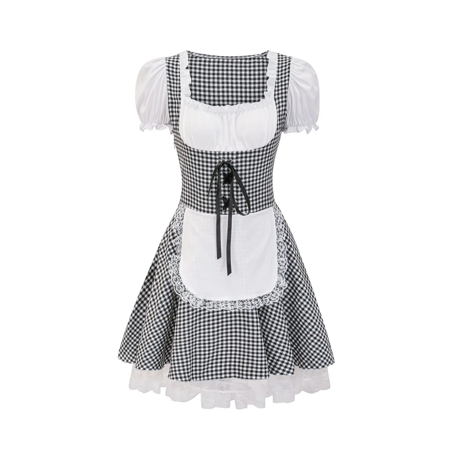 

loween Plaid Dr Bavarian Beer Festival Maid orm Barmaid Costume Retro Gingham Design Summer New Arrival Women's Wear