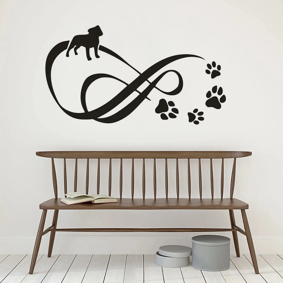 Infinity With Pet Paw Dots Wall Decals Dogs Paws Vinyl Stickers Pets Salon Decor Removable Pets Footmark Wall Mural