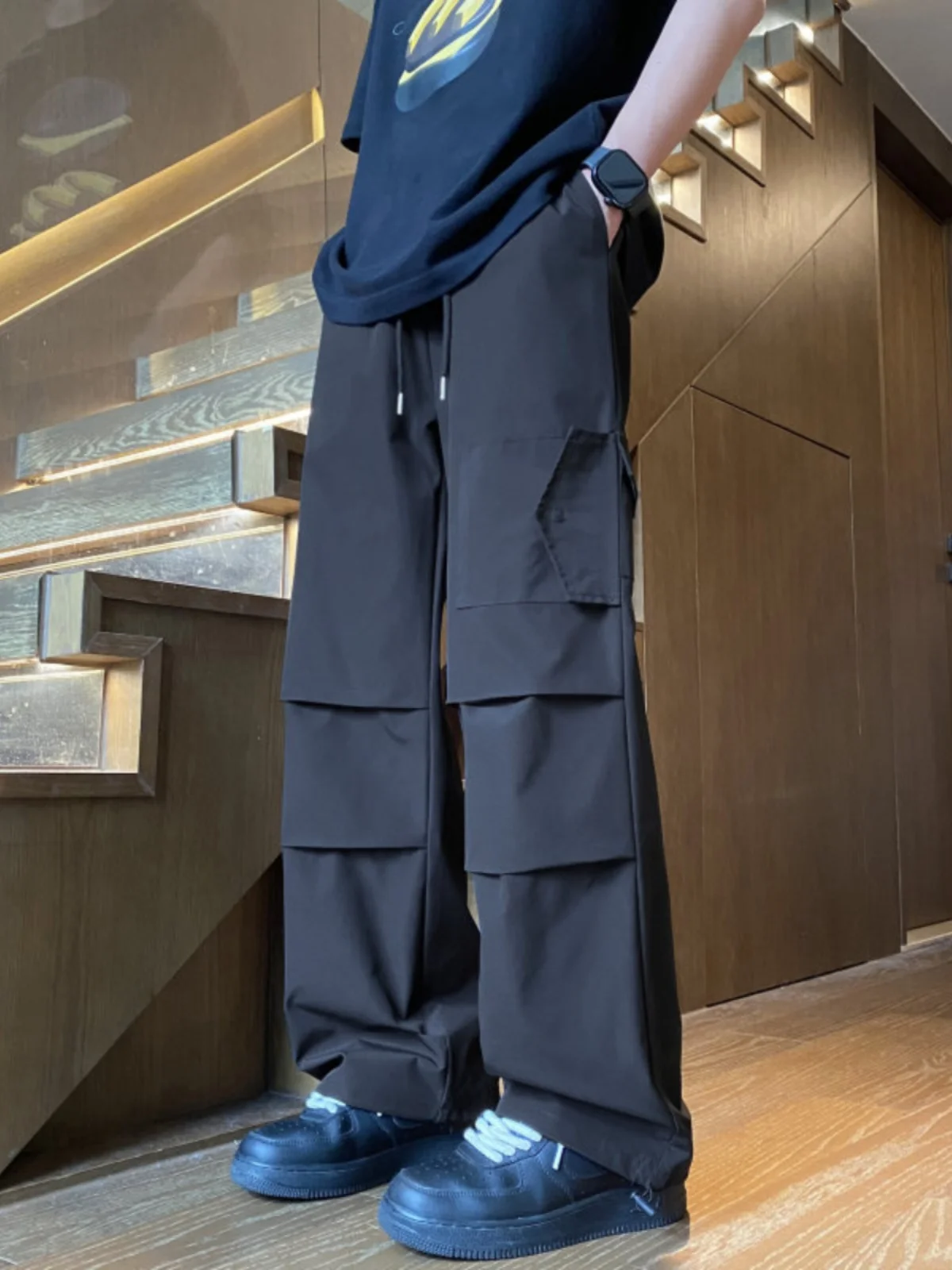 

Складные летние мужские тонкие повседневные брюки свободного кроя, прямые, в американском стиле, быстросохнущие тактические карго-шорты