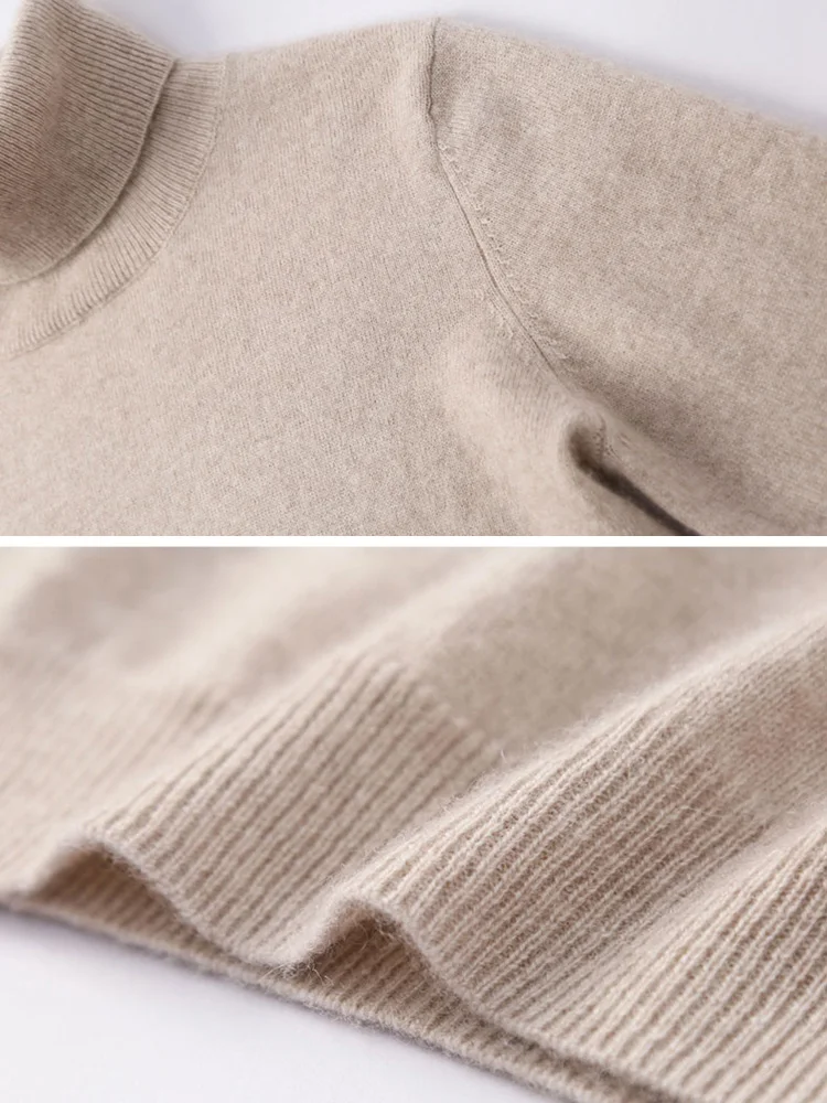 

TLOML New Women 100% Cashmere Sweater Turtleneck Pullover Autumn Winter Basic Cashmere Knitwear Soft Warm Pullover Comfy Tops