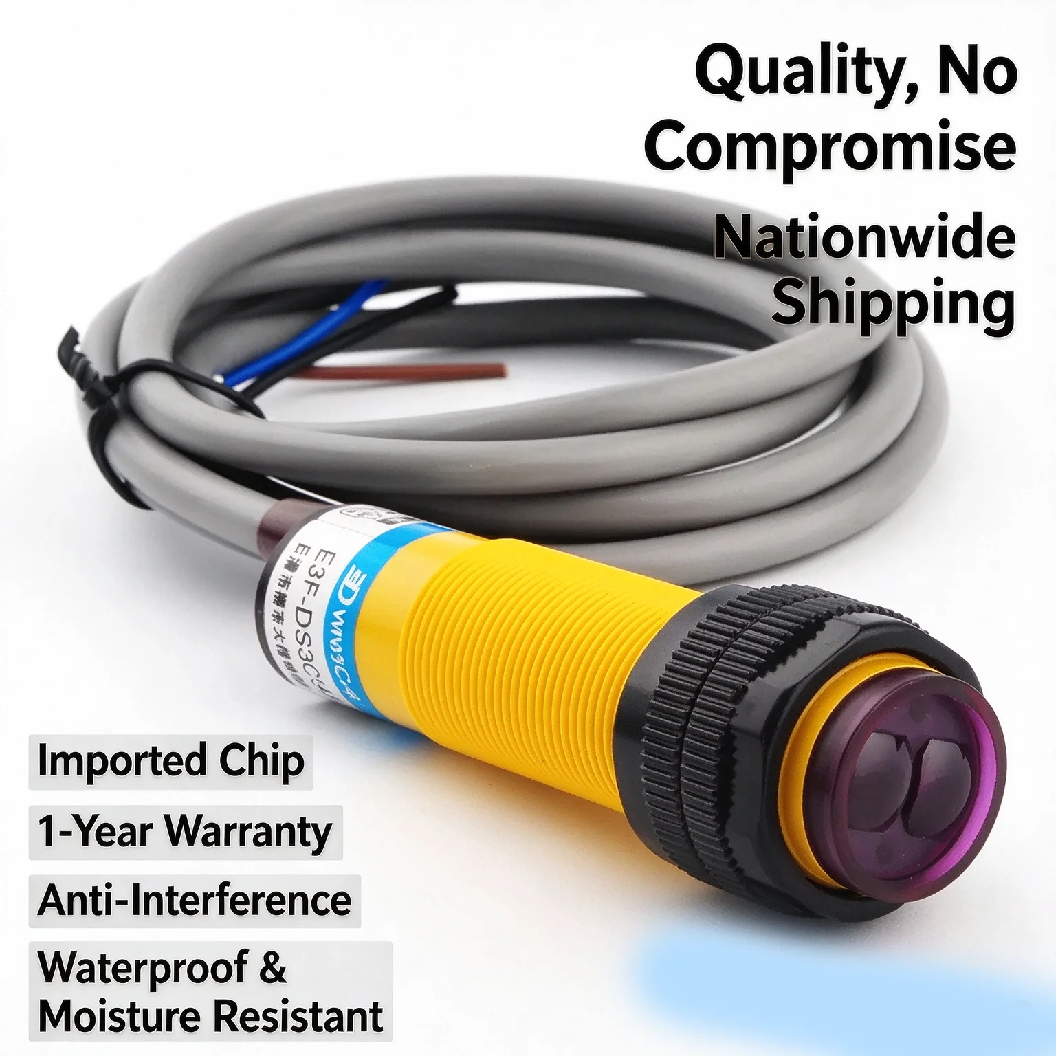 E3F-DS30C4 Infrared Diffuse Reflection Photoelectric Switch 24V Three-Wire NPN Normally Open Proximity Sensor for Automation