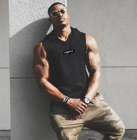 

Gym Clothing Men's Bodybuilding Hooded Vest 100% Cotton Sleeveless Vest Sweatshirt Fitness Workout Sportswear Top Men's Hot Sale