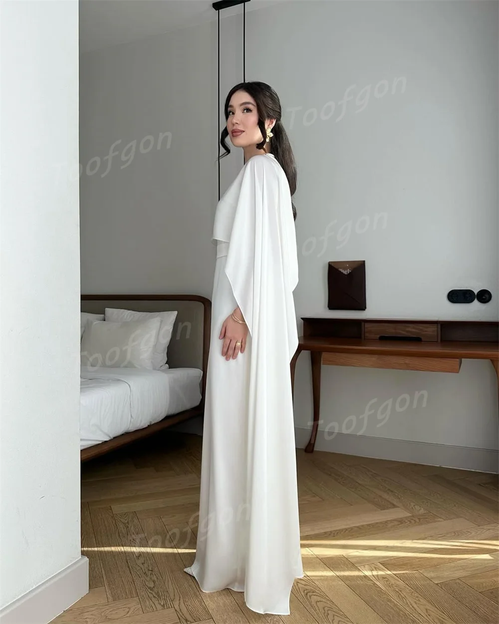 Toofgon Customized 2 Pcs Mermaid Prom Dresses With Jacket Cape Sleeve Evening Gowns Floor Length Women Formal Party Dress 2025