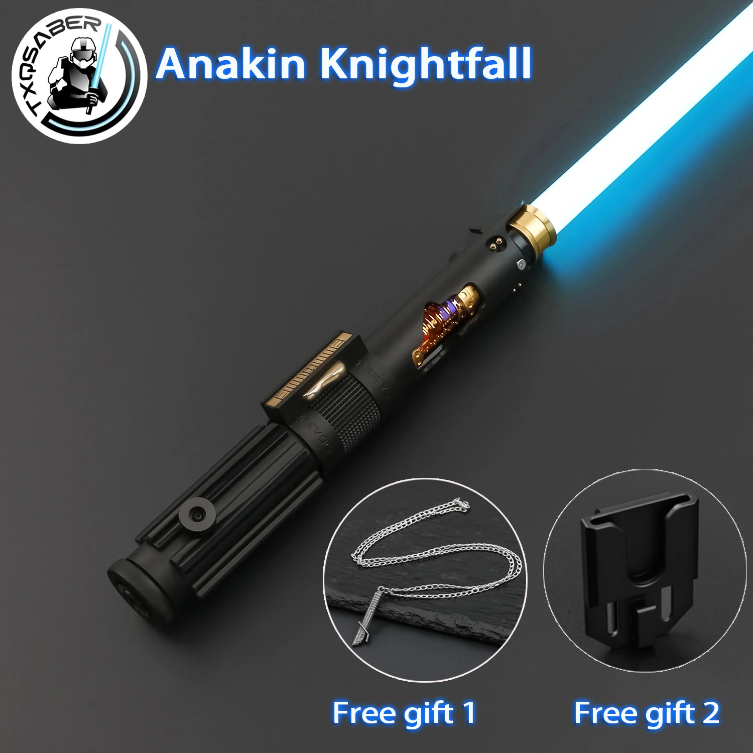 TXQSABER Knightfall Replica Weathered Lightsaber Metal Hilt Heavy Dueling Proffie 2.2 Light Sword SNV4 Pixel Laser Cosplay GIft