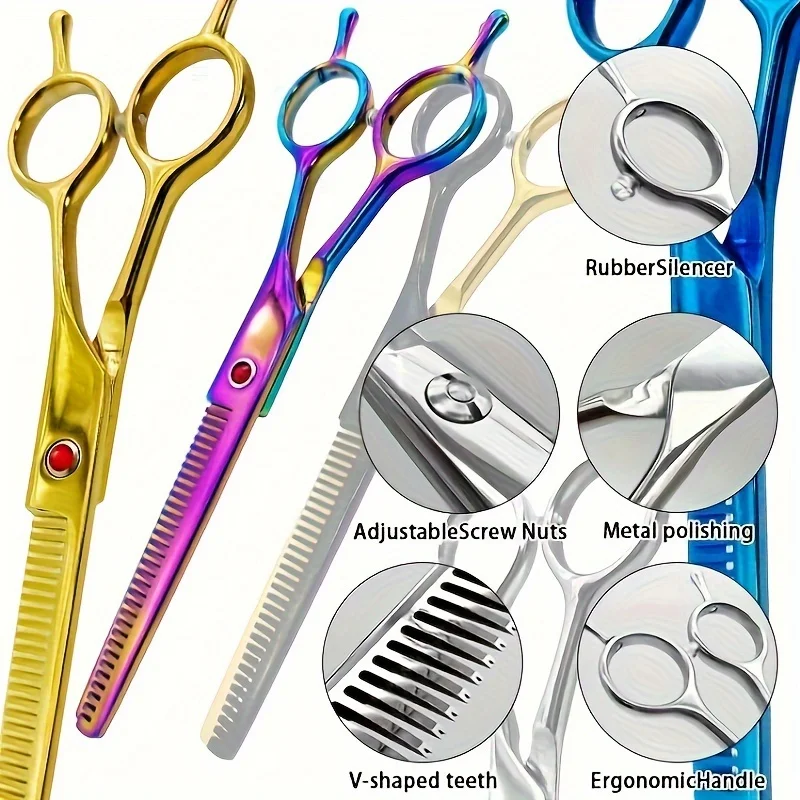 7.5 Inch Professional Pet Grooming Scissors Thinning Scissors Pet Beauty Shears V-Shaped Tooth Cut For Dogs & Cats For DIY use