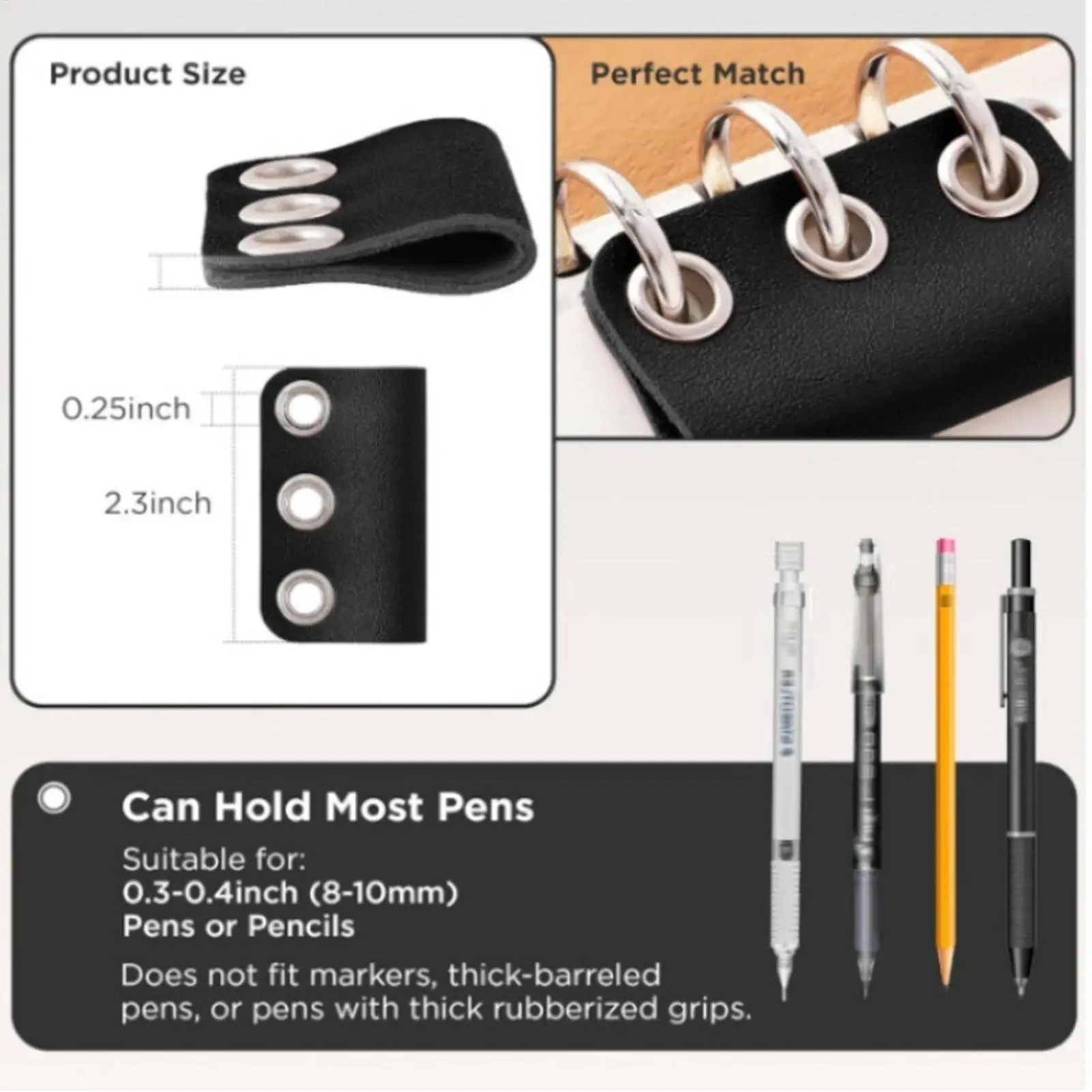 Leather Detachable Pen Loop Holder Journal Notebook Pencil Clip Sleeve Planner Accessories Refillable Binder Organizer