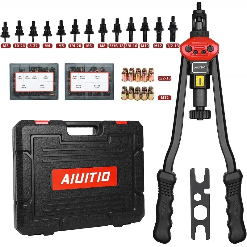 16 Rivet Nut, Rivnut  Kit with 13 Metric and SAE Mandrels, Nutsert   Set  200Pcs Rivnuts, Threaded Insert