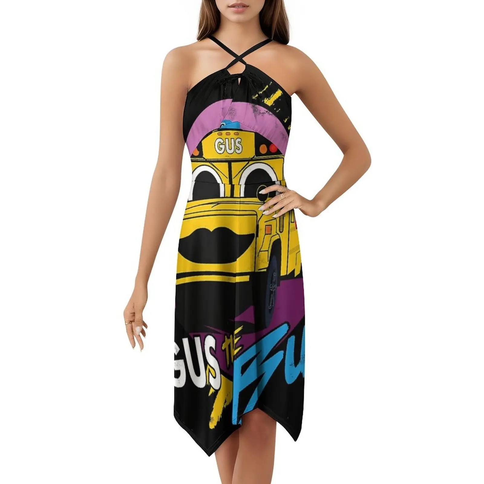 حافلة 1 المرأة الشارع الشهير فستان الحفلات العصرية طباعة نادي الملابس للإناث حافلة Gus حافلة مدرسية Gus فستان