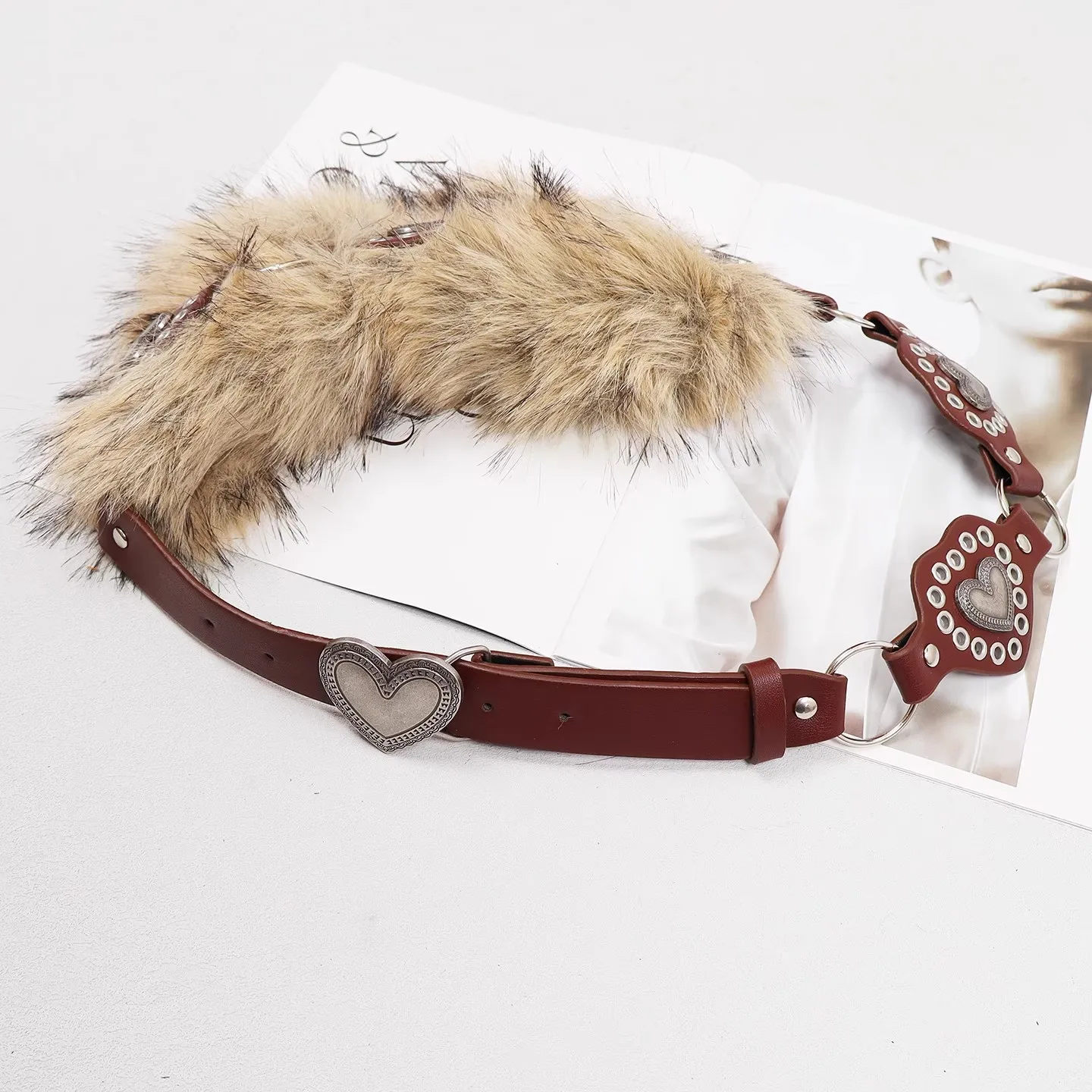 المرأة خمر فو الفراء المرقعة بولي Leather الجلود فستان Cummerbunds الكورسيهات حزام أحزمة الديكور واسعة حزام R3107