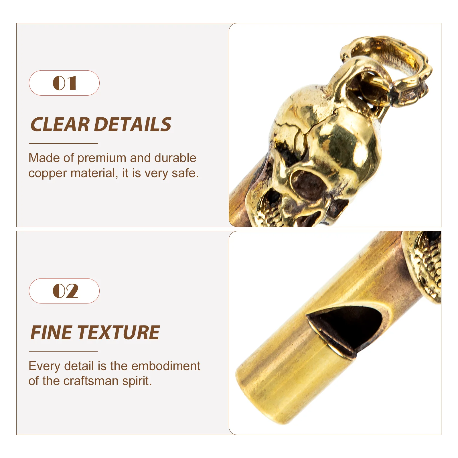 صفارة على شكل جمجمة من النحاس الفاخر المتين للطوارئ والتخييم في الهواء الطلق وديكور الحفلات والمجوهرات والإكسسوارات الحرفية #5