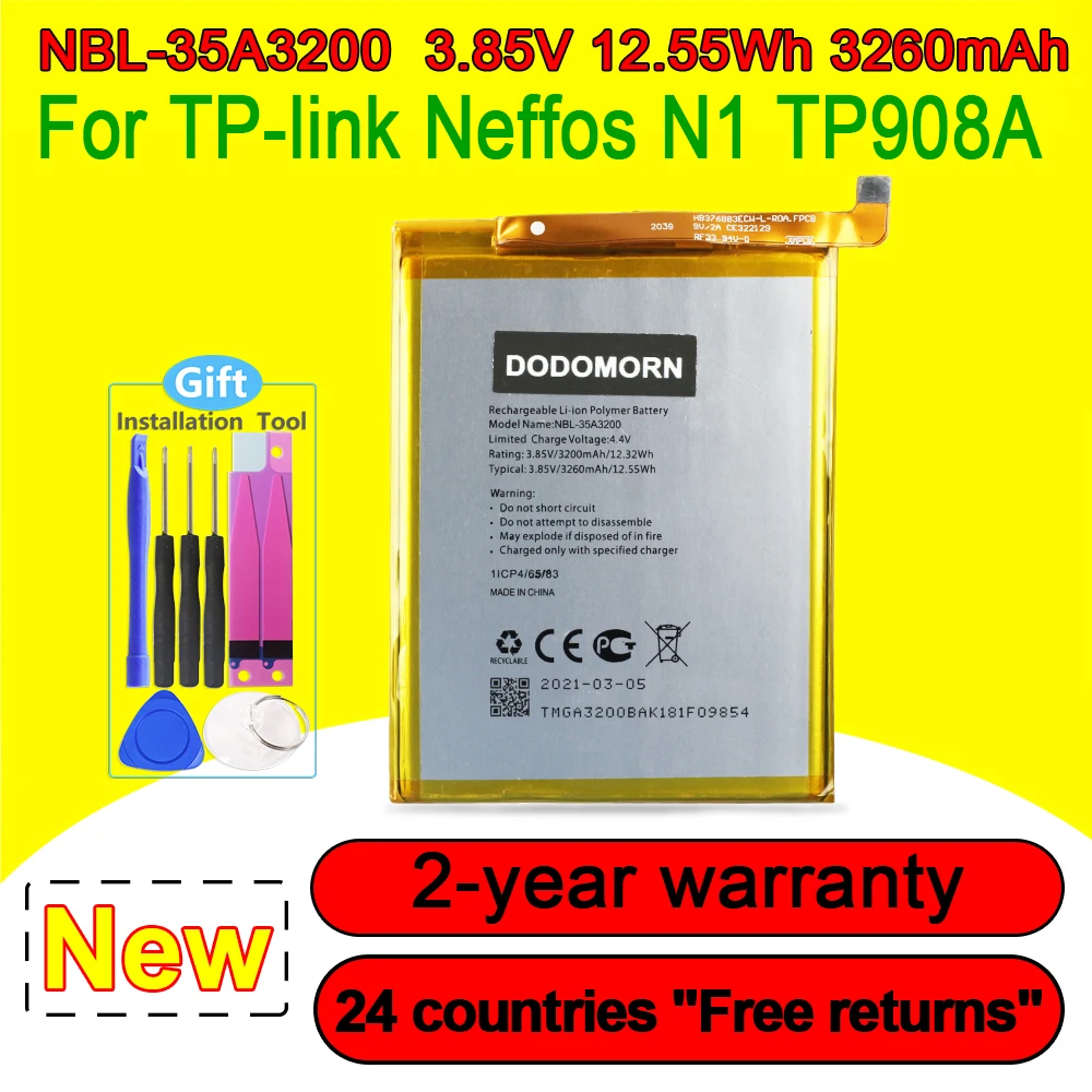 100% NEW Battery NBL-35A3200 For TP-link Neffos N1 TP908A 3260mAh In Stock Smart Phone Hihg Quality