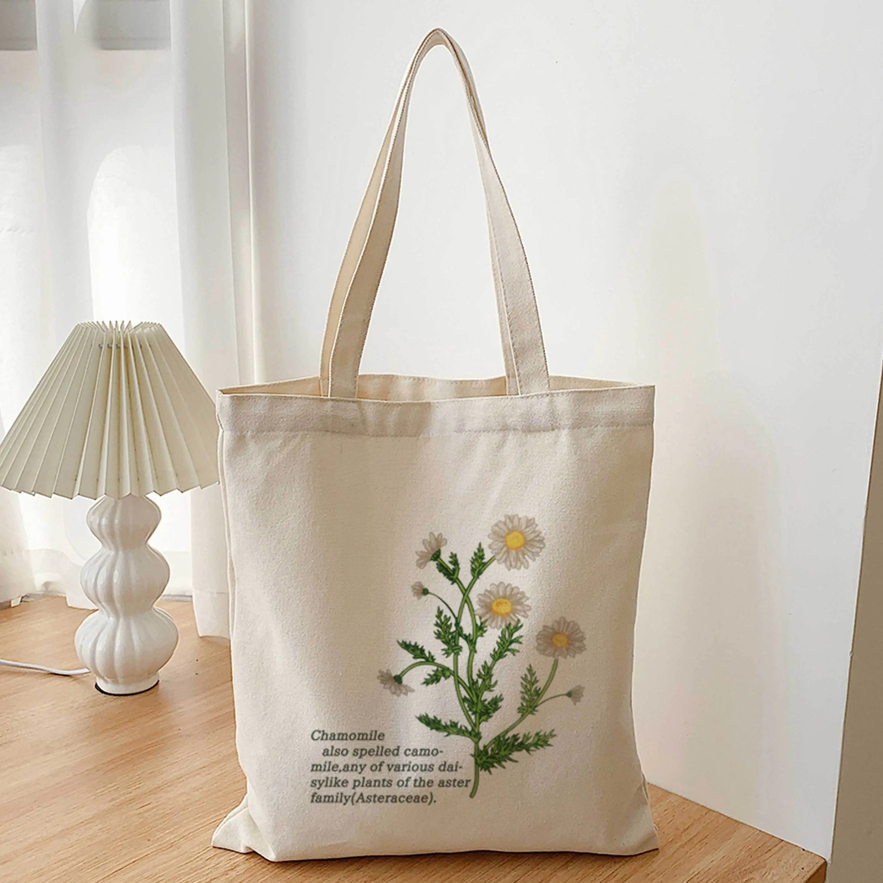 Floral Pattern Canvas Tote Bag, Simple Shoulder Bag for School Versatile Shopping Bag, Large Capacity Shopping Bag