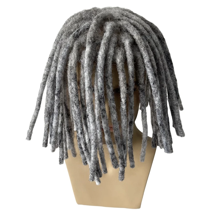 Piezas de cabello humano virgen indio para hombres negros, tupé de rastas de Color negro #1b80, 12 pulgadas, 8x10 unidades de encaje completo