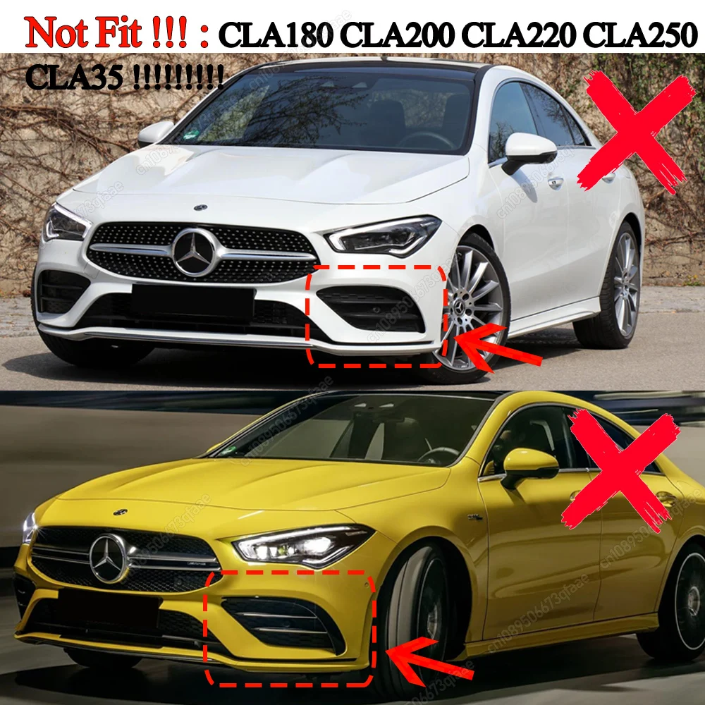 Front Bumper Side Spoiler Splitter Canard For Mercedes Benz C118 W118 CLA45 AMG 2019-2023 Fog Lamp Grille Trim Air Blade Bodykit